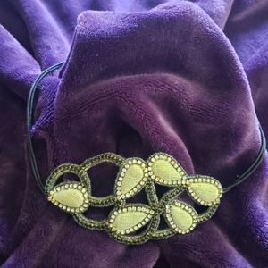 Pink Pewter beaded headband w/velvet backing